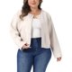 thumbnail image 1 of Chaqueta bomber de talla grande para mujer de Agnes Orinda, chaquetas cortas de un solo pecho, manga larga, abrigo casual con bolsillos 1X albaricoque, 1 of 5