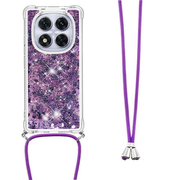 Funda FOXDOCK para Xiaomi Redmi Note 14 Pro 5G con Cuerda Ajustable, Brillo Líquido, Protección Antigolpes y Lente – Ideal para Regalo