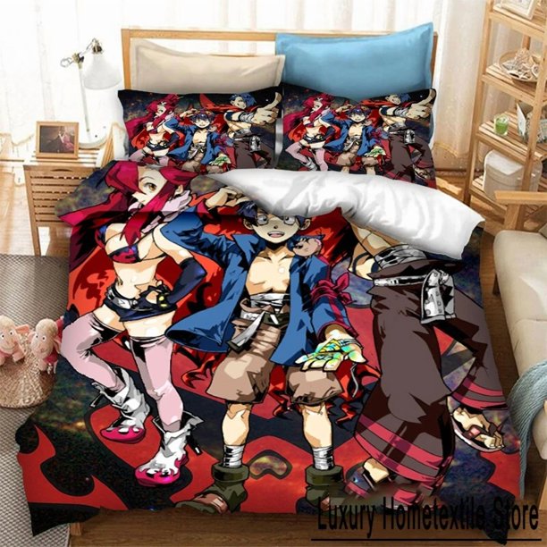 Tengen Toppa Gurren Lagann Kamina Bedding Set Boys Girls Size Duvet Cover Pillowcase Bed Kids Adult Bed Sheets