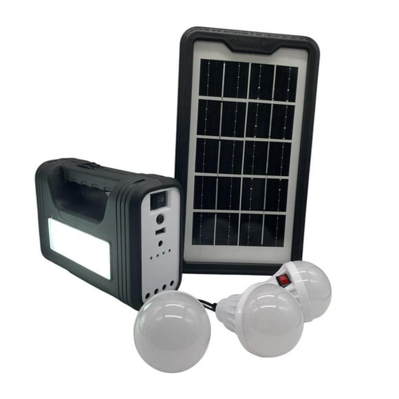 Kit Solar De Emergencia Recargable Portátil Led + Ampolletas + Panel