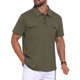 thumbnail image 4 of INSPIRE CHIC Camisa Polo para Hombre de Regreso a Clases con Cuello, Manga Corta, Doble Bolsillo en el Pecho, para Exteriores, Talla L, Verde Oliva, 4 of 5