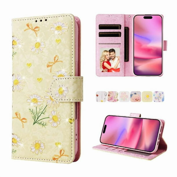 FOXDOCK Funda Tipo Cartera Floral para Samsung Galaxy S23 ,Funda con Tapa de Cuero PU, Protección Antigolpes con Ranuras para Tarjetas y Soporte