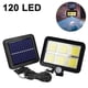 thumbnail image 1 of Lámpara solar de jardín de seis rejillas, 120 LED, ultrabrillante, IP65, impermeable, con detección de movimiento, panel solar de seguridad, cable ajustable de 5 m, para jardín y garaje., 1 of 8
