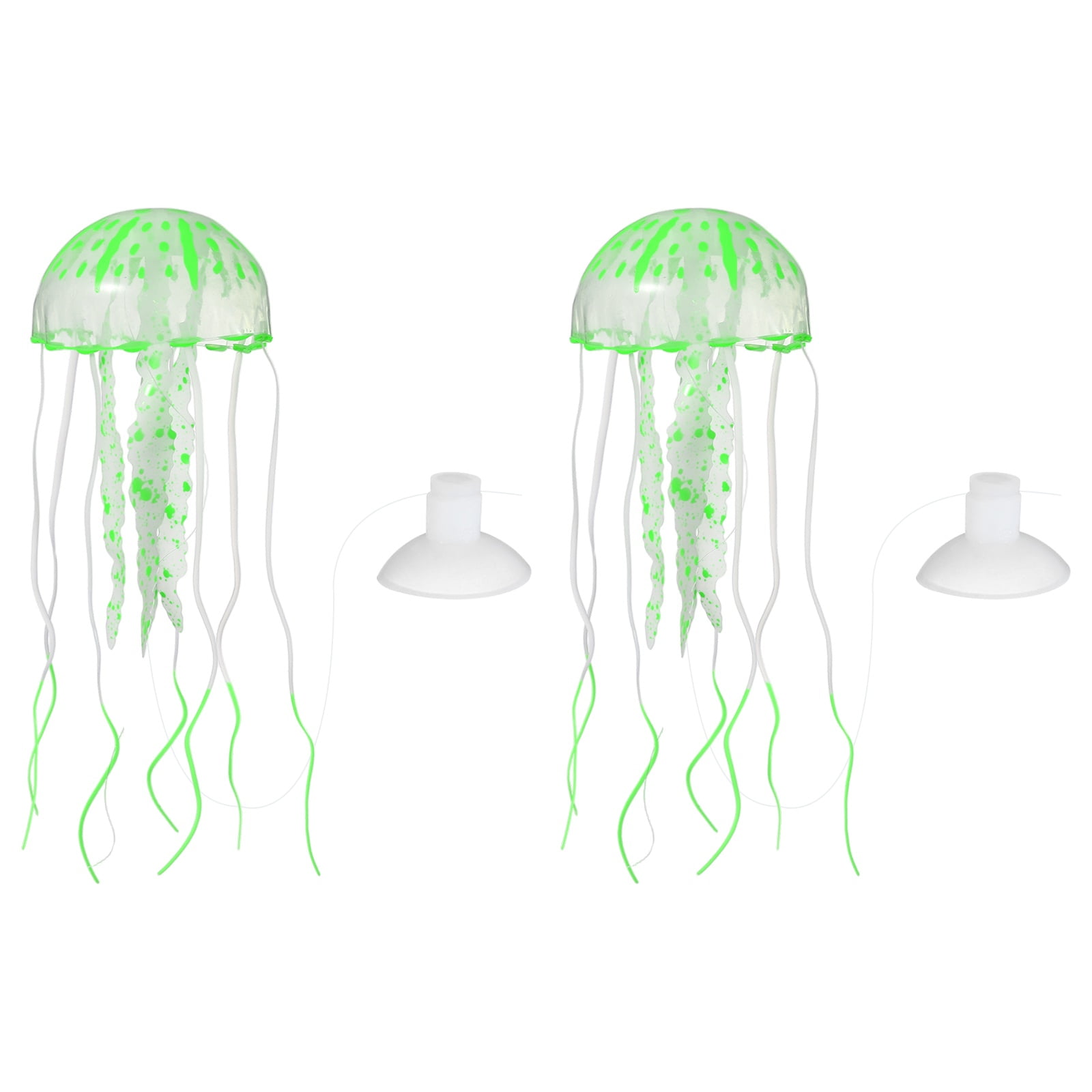 Decoración de Acuario Uxcell Medusa, Decoraciones para Peceras Medusa Falsa Brillante de Silicona, (Verde, M, 2 Piezas), Destinado para Decoración de Tanque