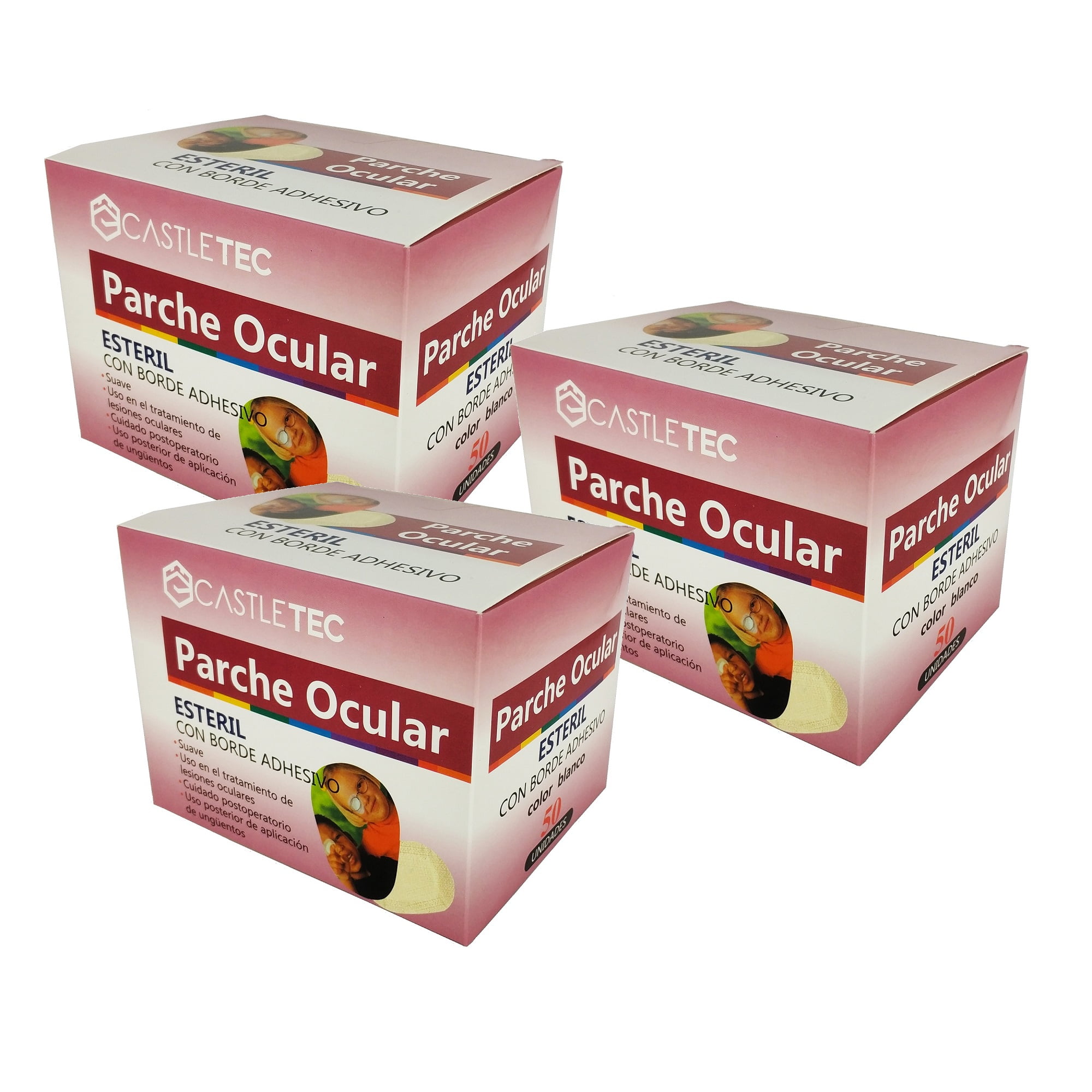 Castletec - Pack 3 Cajas De Parche Ocular Infantil Total 150 Un. Blanco