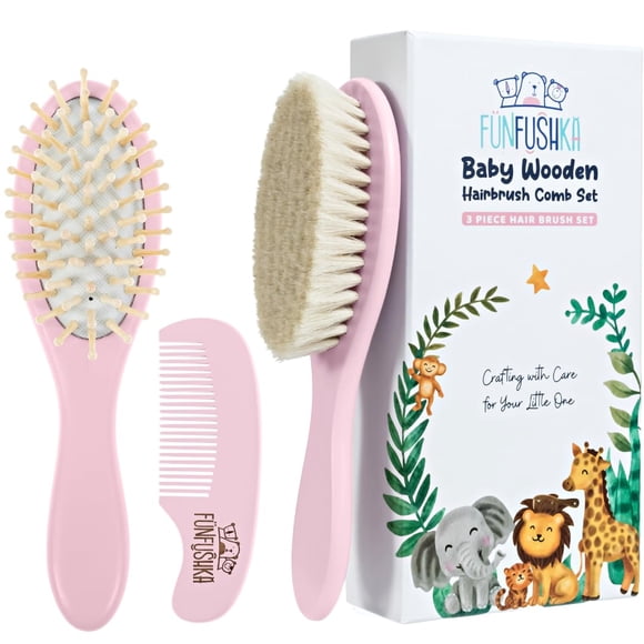 Set de Cepillo para Bebé FUNFUSHKA con Cerdas Ultra Suaves de Cabra
