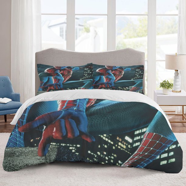 Spider-Men Bedding Sets Cartoon Duvet Cover Lightweight 3 Piece Bet Sets for Kids Boys Girls