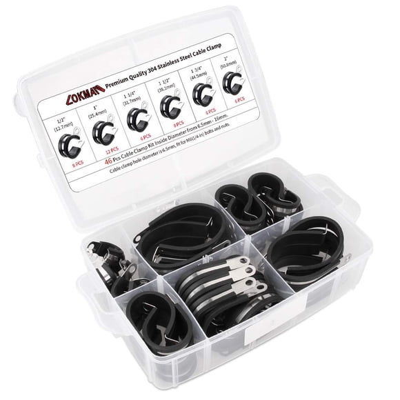 Kit surtido de abrazaderas para cables LOKMAN, 46 piezas, acero inoxidable 304
