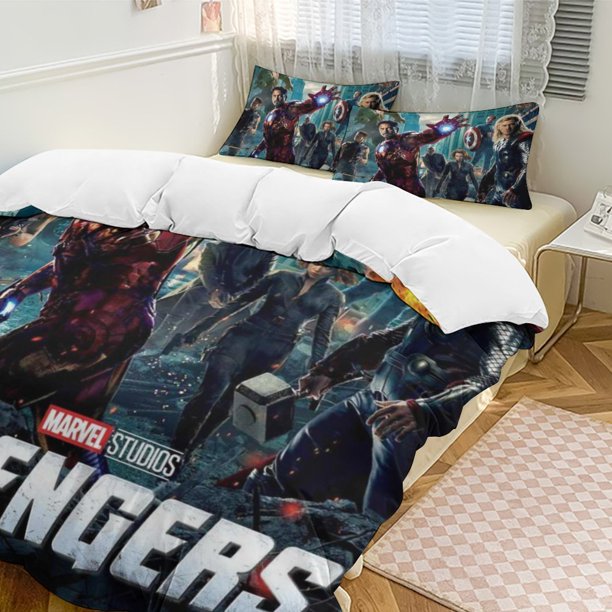 Avengers Bedding Comforter Sets 3-Piece Bedding Set Soft Warm Bed Set for Bedroom All Season