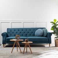 Daniels - Sofá Futón 3 Cuerpos Clásico Milán Azul Eg2025Bl