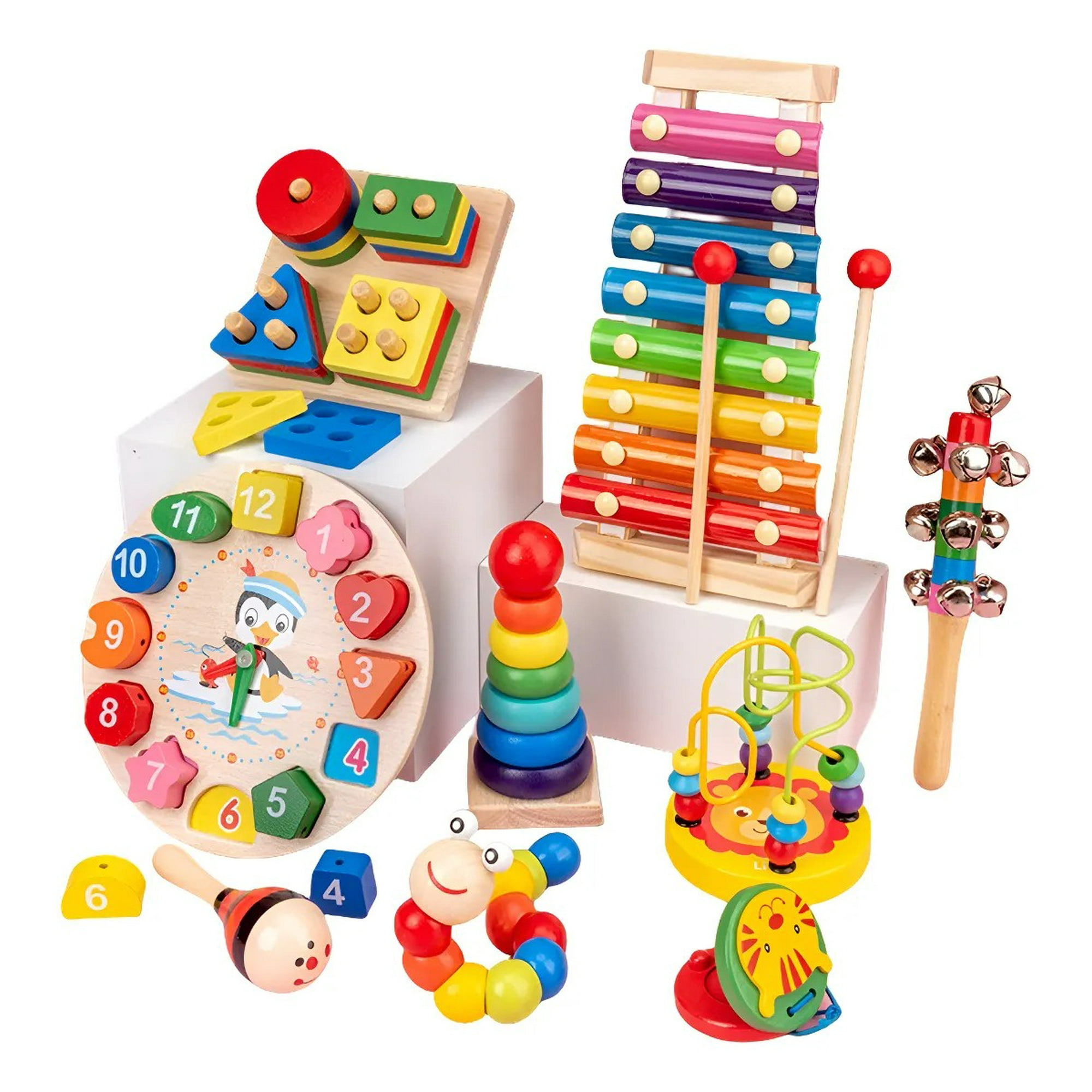 Genérica - Pack 9en1 Juguetes Aprendizaje De Madera Didáctico Para Niños
