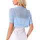 thumbnail image 3 of INSPIRE CHIC Bolero de Malla para Mujer con Frente Abierto y Mangas Cortas Fruncidas, Color Azul Claro, Talla M, 3 of 6