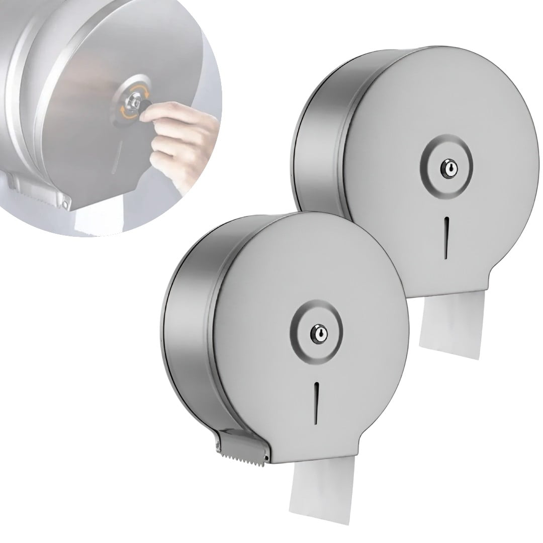 Genérico - Pack X2 Dispensador Papel Higienico Jumbo Industrial Acero