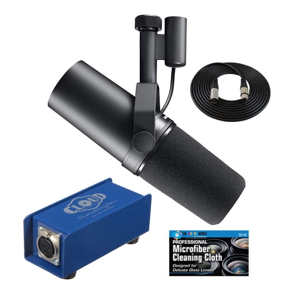 Micrófono vocal Shure SM7B con activador de micrófono Cloud Microphones Cloudlifter CL-1 y cable XLR