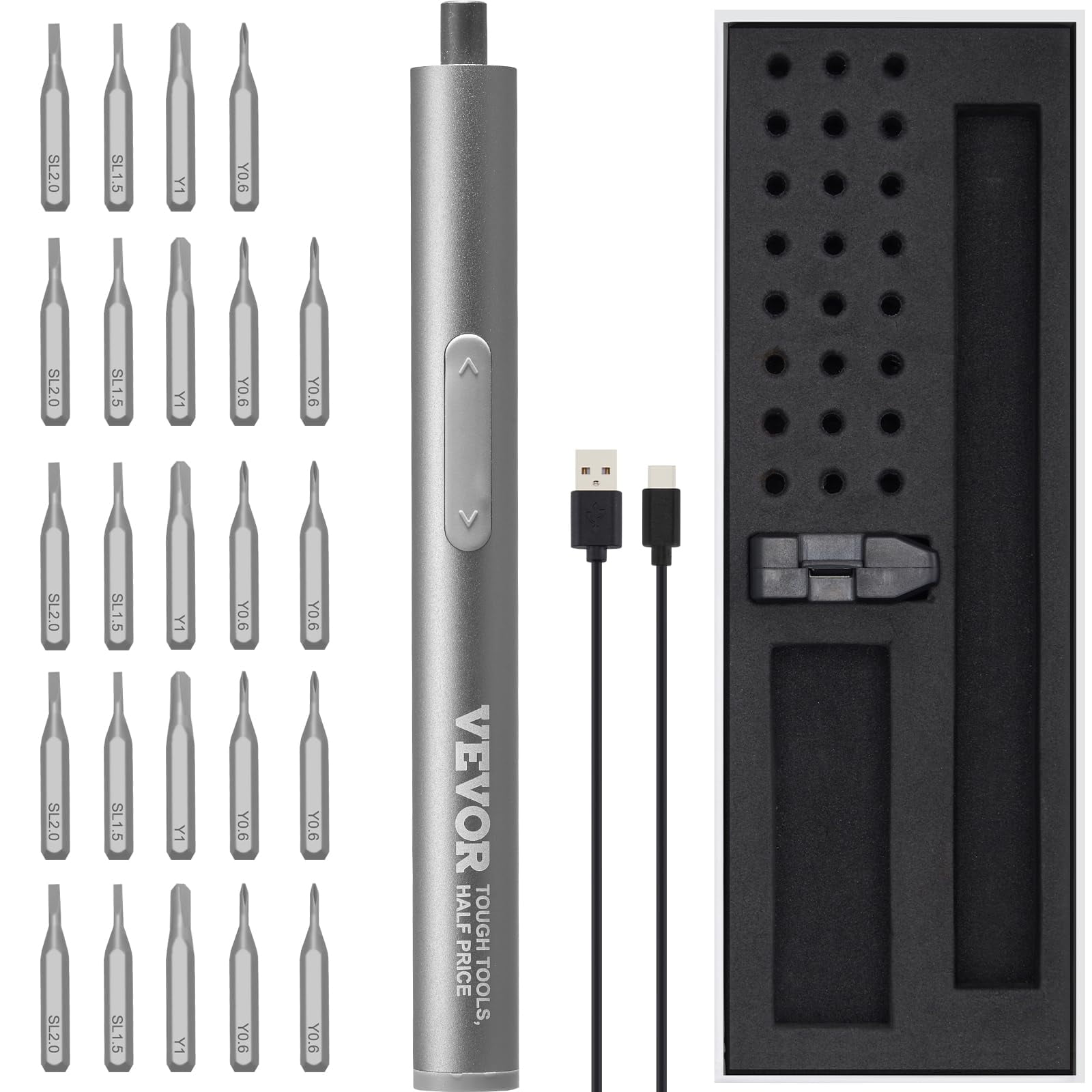 Destornillador Eléctrico Vevor Mini 27 En 1 Con 24 Puntas Magnéticas