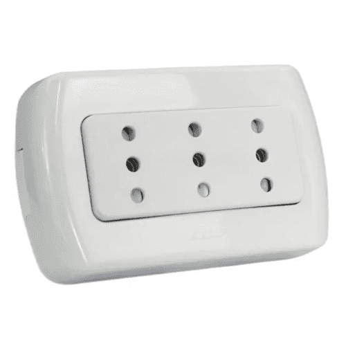 Genérico - Enchufe Tomacorriente Triple Sobrepuesto 10a Marca Kalop Color Blanco