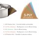 thumbnail image 4 of Sartén Heritage Steel de 27 cm con Tapa – 5 Capas, 4 of 6