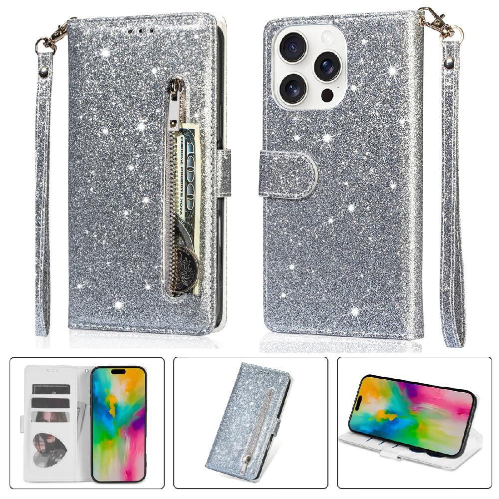 Funda Para Foxdock Elegante Funda Iphone 16 Pro Glitter Con Cremallera-ideal Para El Uso Diario