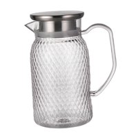 Bothyi - Jarra De Bebidas, Jarra De Agua Fría, Jarra Transparente Para Bebidas, Jarra Fría, Tapa De Acero Plateada