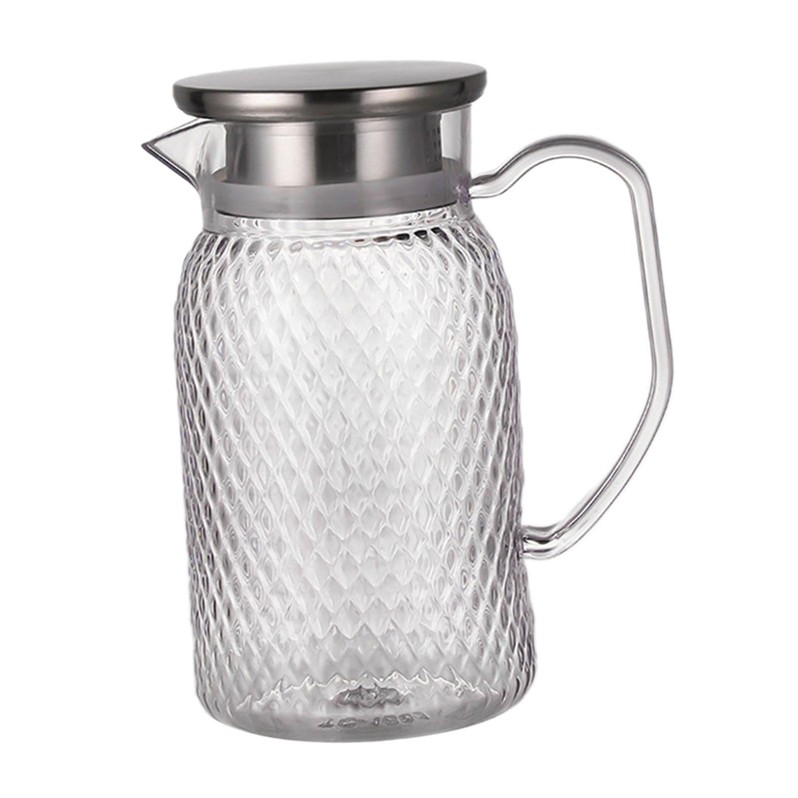 Bothyi - Jarra De Bebidas, Jarra De Agua Fría, Jarra Transparente Para Bebidas, Jarra Fría, Tapa De Acero Plateada