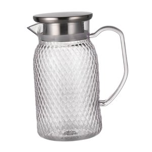 Bothyi - Jarra De Bebidas, Jarra De Agua Fría, Jarra Transparente Para Bebidas, Jarra Fría, Tapa De Acero Plateada