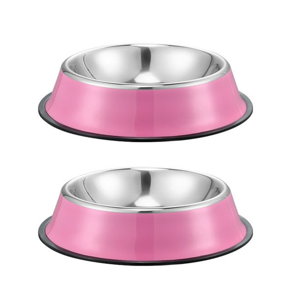 Comedero de acero inoxidable para perros con base de goma (paquete de 2)