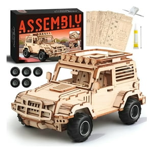 Puzzle 3D Jeep Armable Madera Aspor Modelo Niños