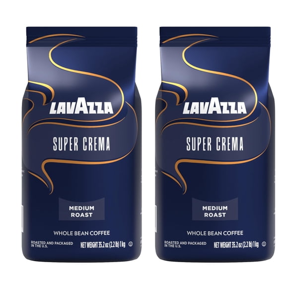 Café Lavazza Super Crema Tostado Medio en Grano Entero 2 kg Paquete de 2