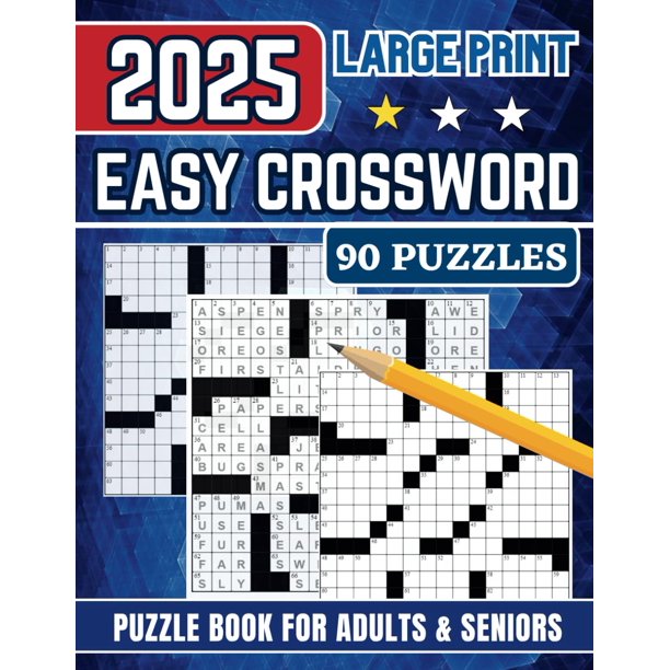 Large Print Easy Crossword Puzzle Book For Adults & Seniors: 90 Puzzles With Solutions For Relaxation and Brain Exercise