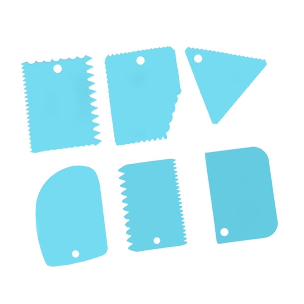 6 Piezas De Raspador Para Alisar Pasteles, Utensilios Para Hornear, Alisador De Glaseado Para Pasteles Para Principiantes, Color Azul