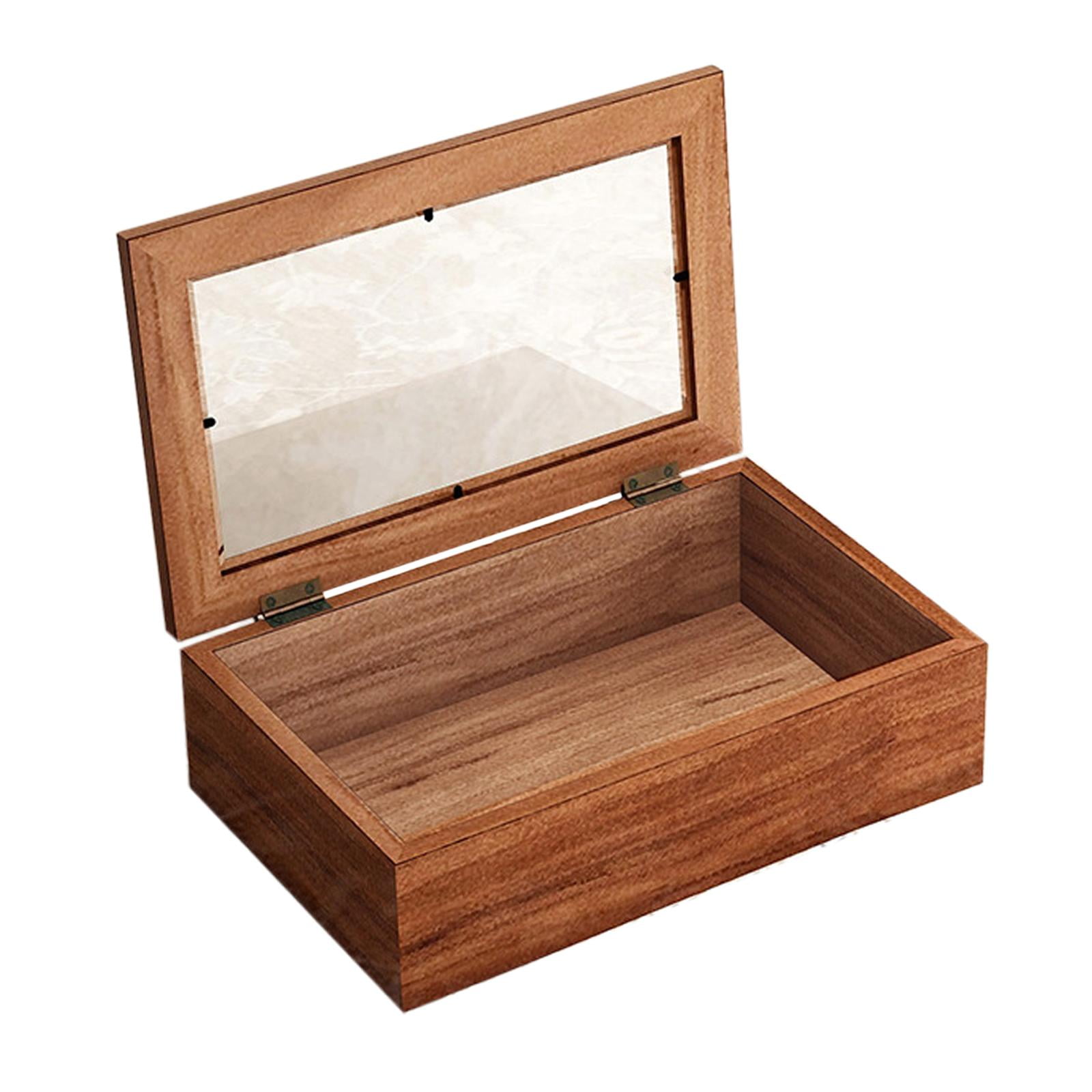 Bothyi - Caja De Almacenamiento De Madera Rústica Con Tapa Superior De Vidrio Para Coleccionables Pasatiempos