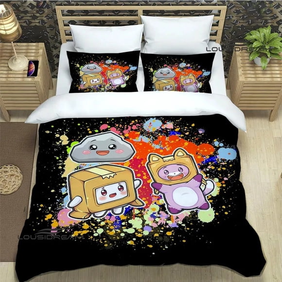 Lankybox Foxy Boxy cute printed Bedding Sets exquisite bed supplies set duvet cover bed comforter set bedding set luxuryBed Sheets