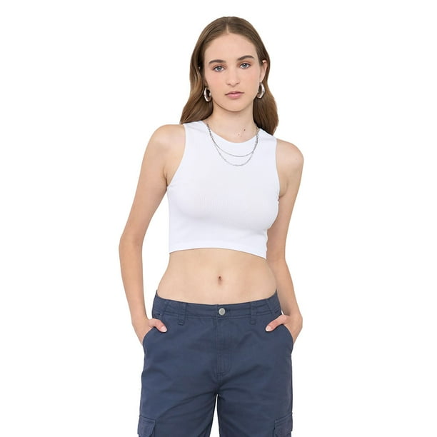 Polera Mujer Sin Mangas Cuello Halter Blanco Corona