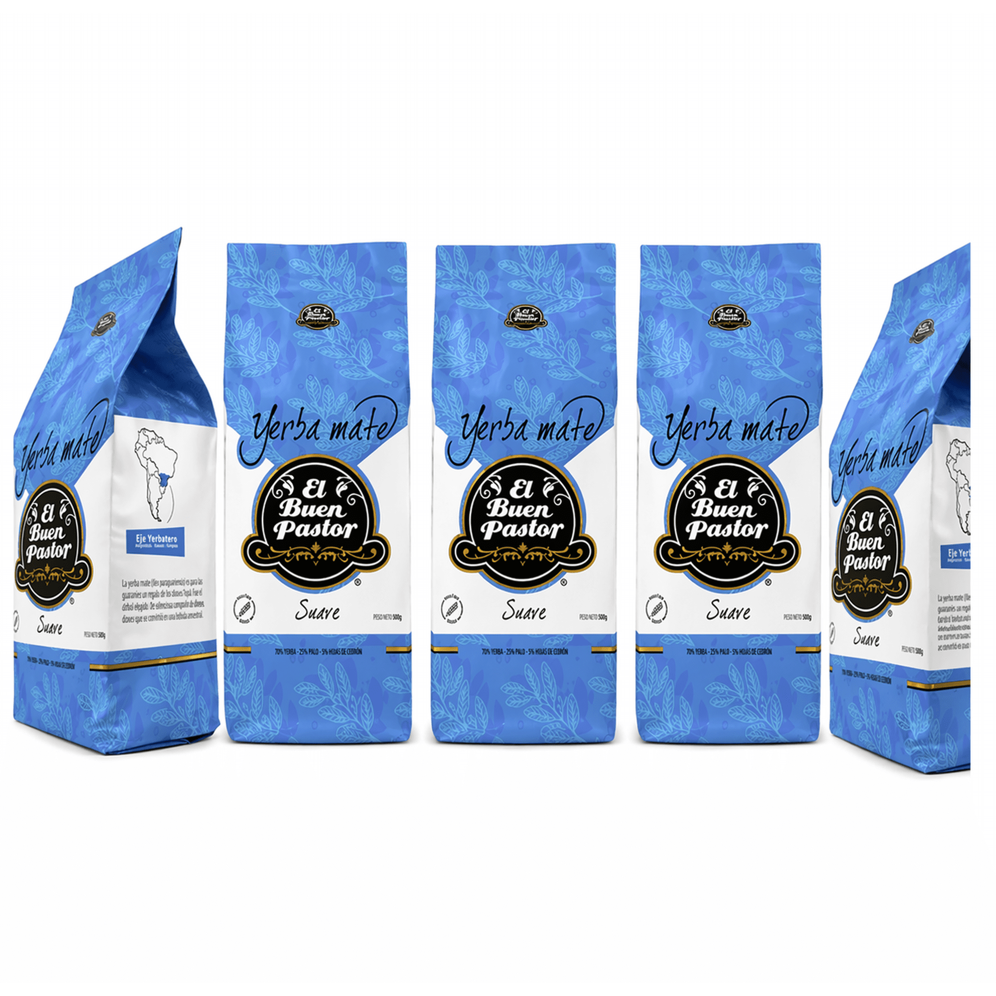 Pack X 5 Yerba Mate El Buen Pastor Suave 500g Sin Gluten