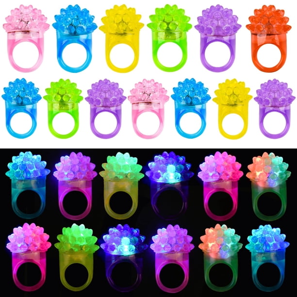 Anillos con iluminación LED MINGOMINGO, paquete de 25 unidades, regalo de fiesta para niños