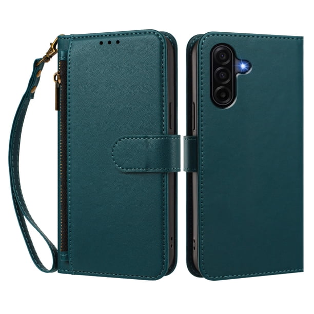 Funda Tipo Billetera para samsung galaxy A36/37 con Soporte y Bolsillo con Cierre Verde
