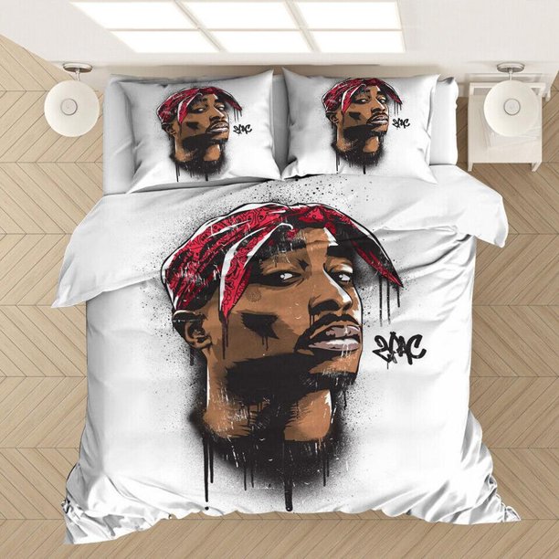 Music Rapper Pac Tupac Quilt Duvet Cover Set Pillowcase Soft Kids 3-Piece Bedding Set