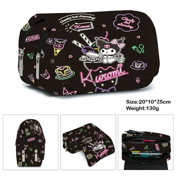 MINISO Printing Kuromi Double-layer Pencil Bag Primary and Secondary School Students Cartoon Pencil Bag Mochila Children's Gifts