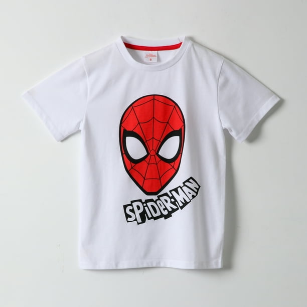 Polera Manga Corta Niño Mesa Blanco Spiderman Marvel