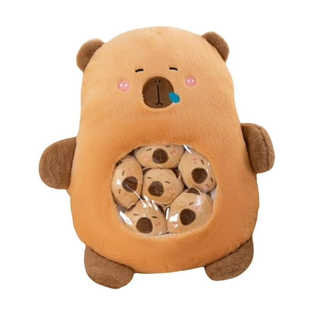 Almohada de bocadillos de animales Lindo animal de peluche de capibara Cómodo cojín decorativo para habitación de niños Muñeco de peluche de capibara marrón