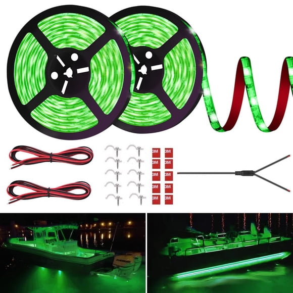 Tiras de luces LED para barcos HOKIION, 32,8 m, impermeables, color verde