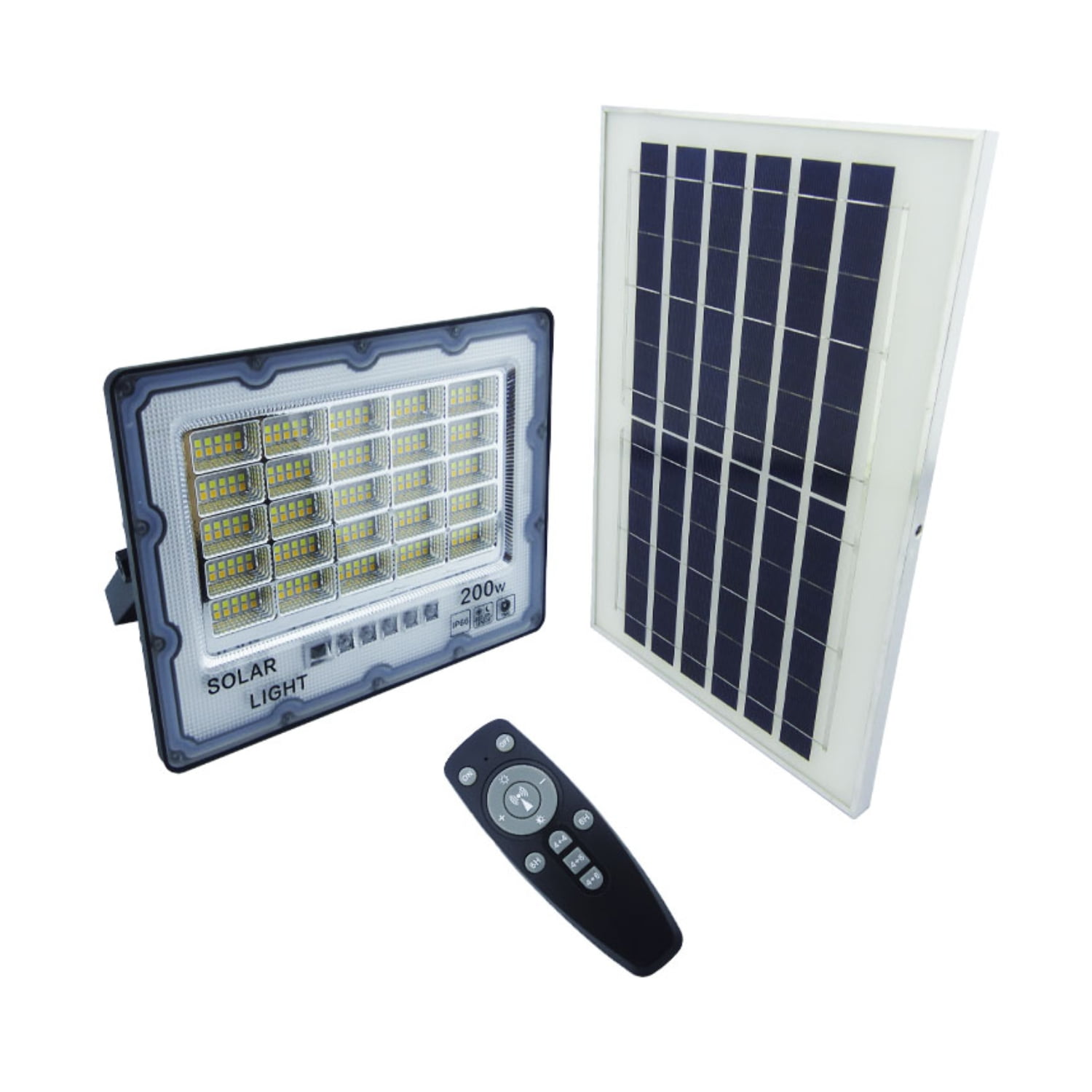 Importclick - Foco Proyector Solar Led 200 Watt Dúo Color Panel Solar 250 Led Luz Cálida Fría Control Remoto