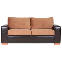 Muebles América - Sofá Infinity 3 Cuerpos Pu Café/Felpa Tostado