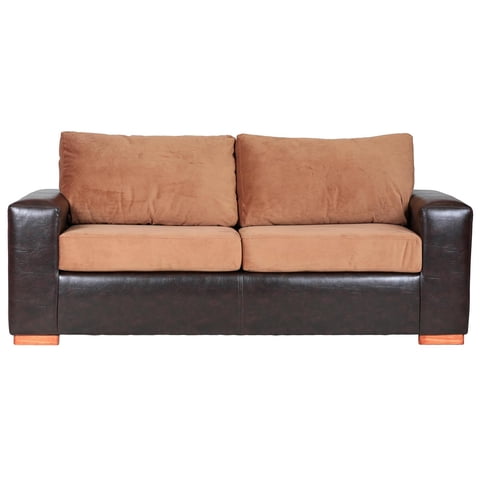 Muebles América - Sofá Infinity 3 Cuerpos Pu Café/Felpa Tostado