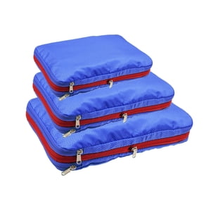 Magideal - 3X Cubos De Embalaje De Compresión Set Organizadores De Guardarropa Bolsas Organizador De Embalaje De Equipaje Cubos Bolsas De Almacenamiento Maletas , Azul Oscuro