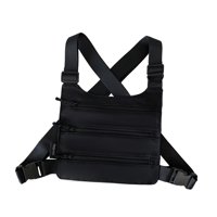 Magideal - Bolsas De Pecho Con Bolsillo Ajustable Para Hombre, Riñonera Frontal De Calle, Paquete De Equipo De Pecho, Riñonera Negro
