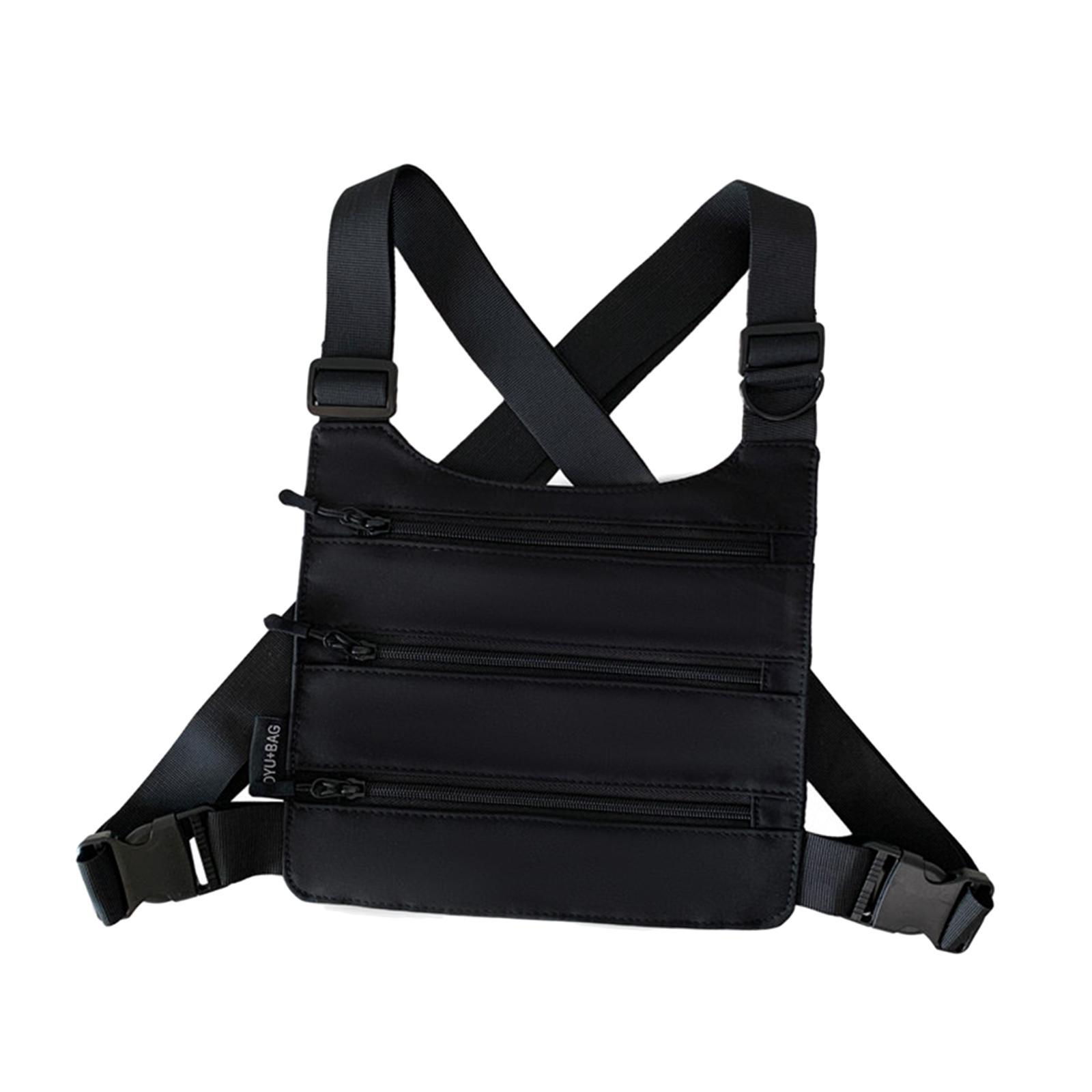 Magideal - Bolsas De Pecho Con Bolsillo Ajustable Para Hombre, Riñonera Frontal De Calle, Paquete De Equipo De Pecho, Riñonera Negro