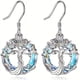 thumbnail image 1 of Exquisite Silvery Tree Design With Hollow Circle Shape Artificial Crystal Decor Dangle Earrings Elegant Minimalist Style Alloy Jewelry Daily Casual, 1 of 3