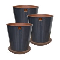 Pottery - Set De 3 Macetas Zaia 26 Cm Grafito Y Sus Platos