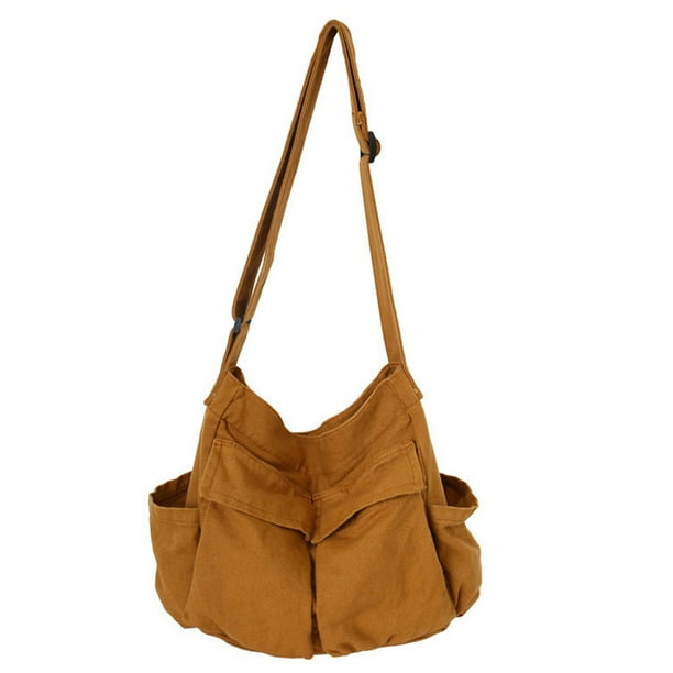 Bolso bandolera de lona, bolso tote de lona, bolso bandolera tipo hobo con múltiples bolsillos, bolso tote de lona para mujer y hombre.